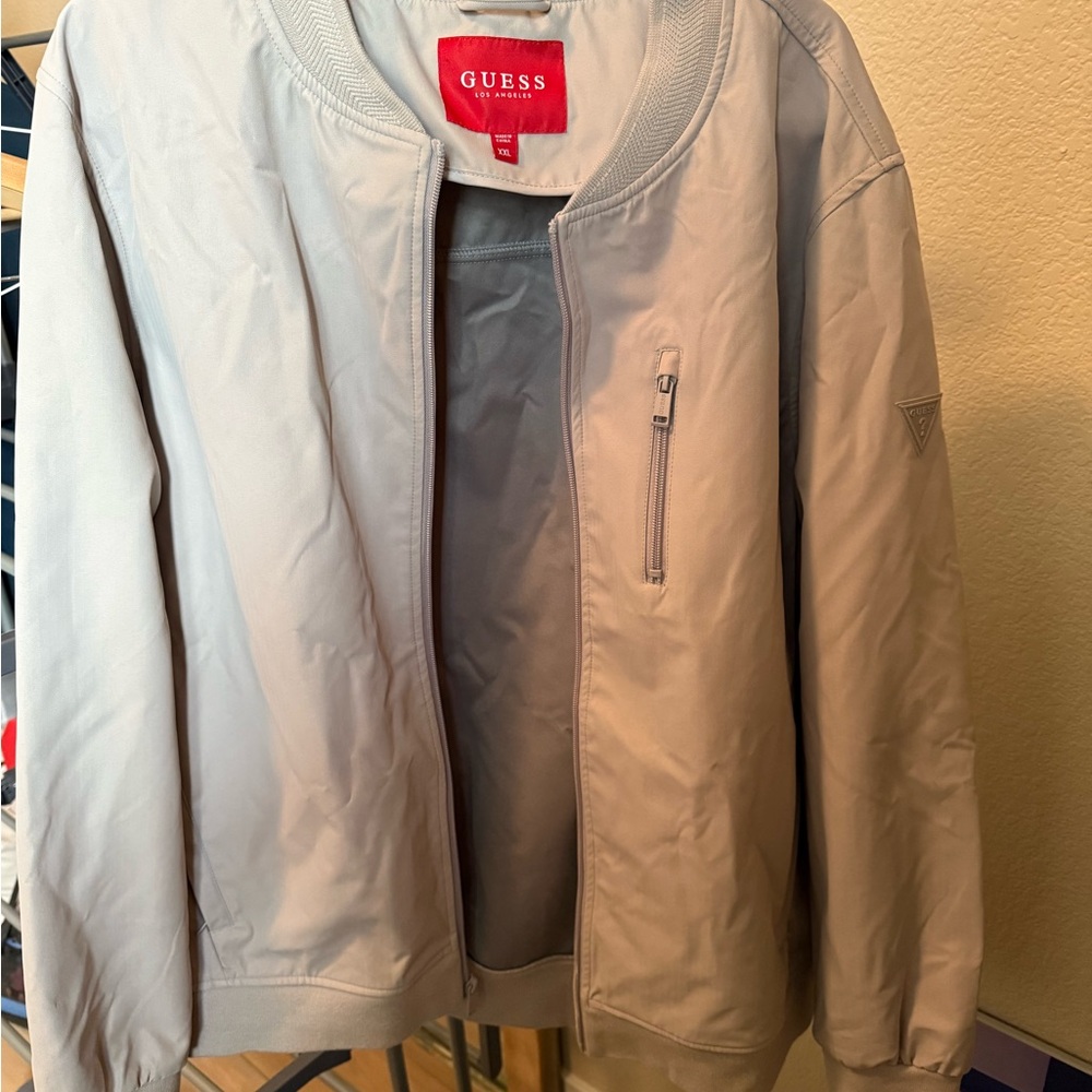 GUESS Men's Light Gray Bomber Jacket